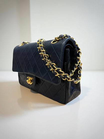 Classic Double Flap Medium Navy Lambskin 24K Gold Hardware