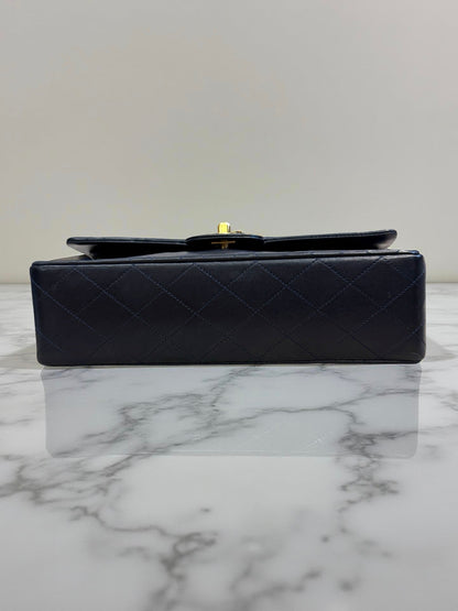 Classic Double Flap Medium Navy Lambskin 24K Gold Hardware