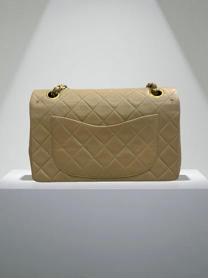 Classic Double Flap Small in Beige Lambskin 24K Gold Hardware