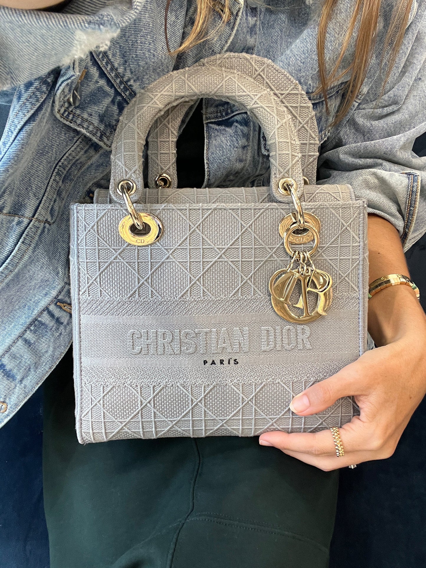 Lady Dior Medium Cannage Grey