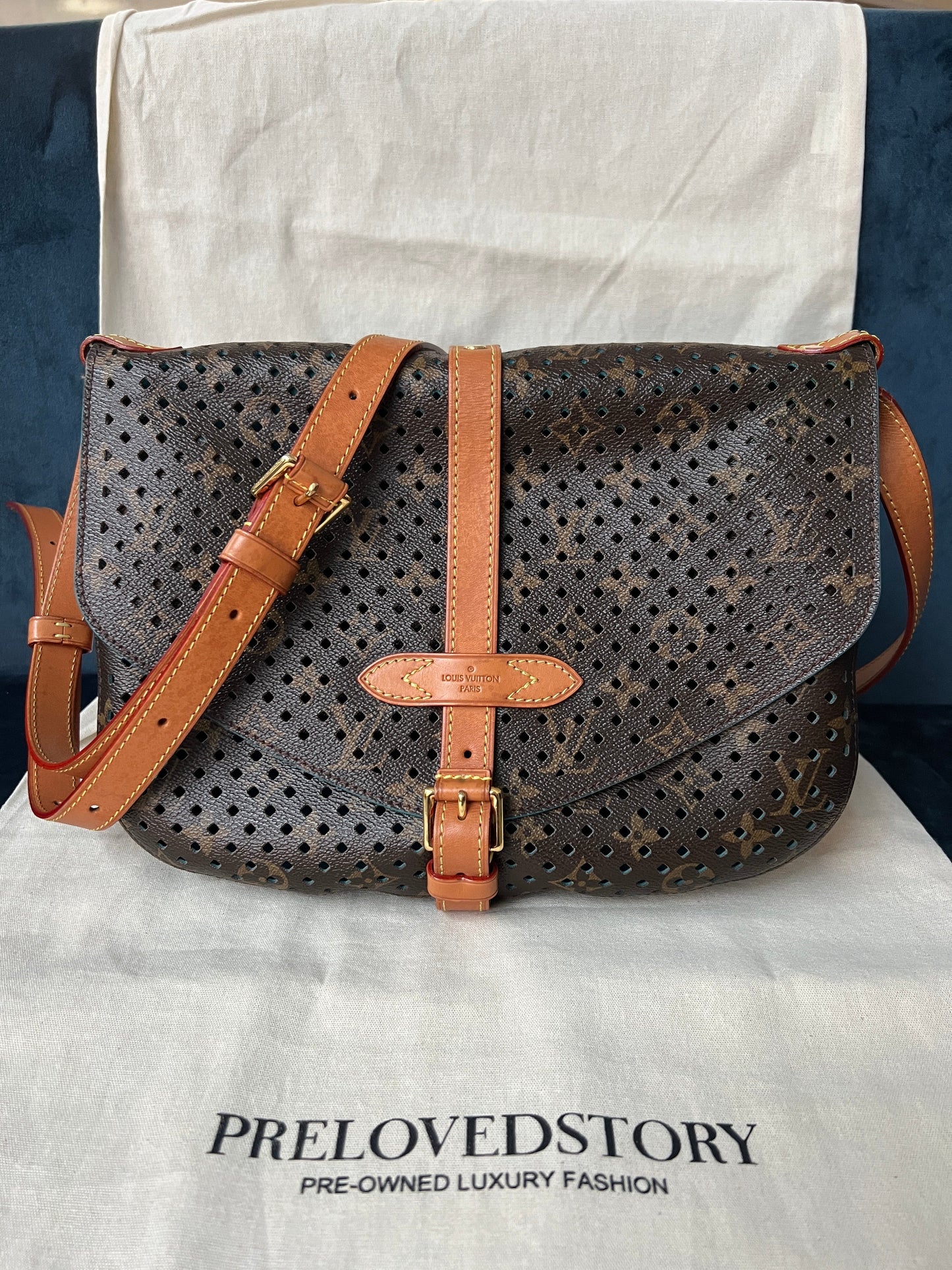 Limited Edition Monogram Flore Perforated Saumur Bag