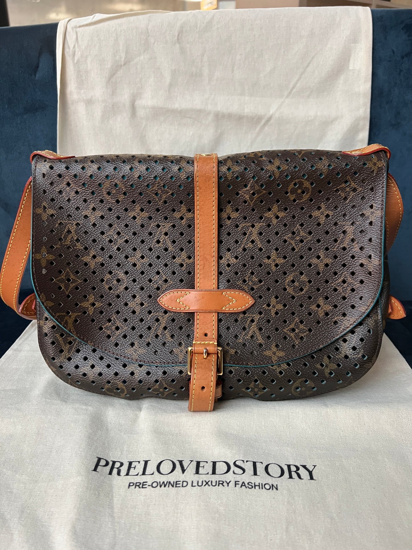 Limited Edition Monogram Flore Perforated Saumur Bag