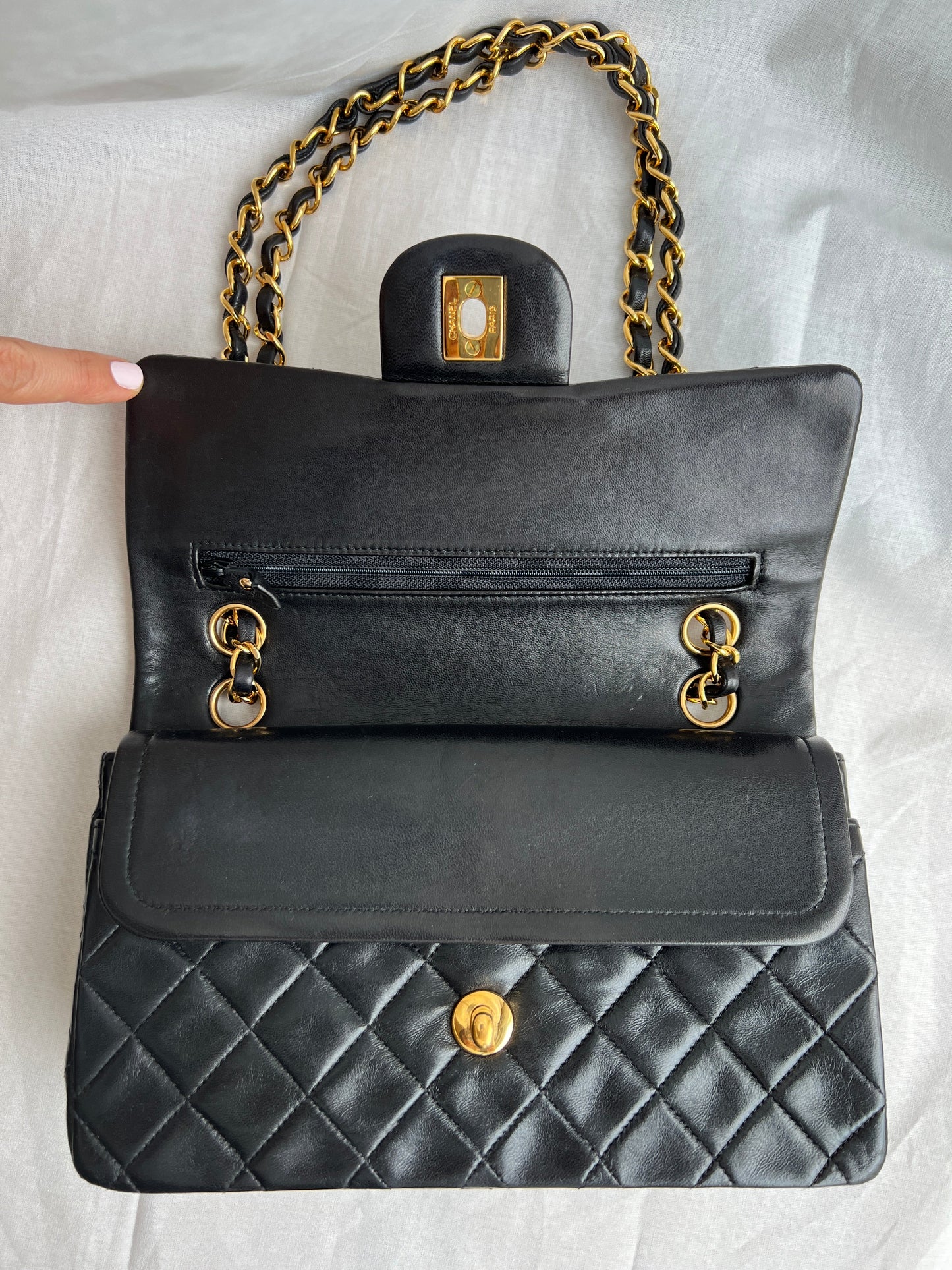 Classic Small Double Flap Black Lambskin