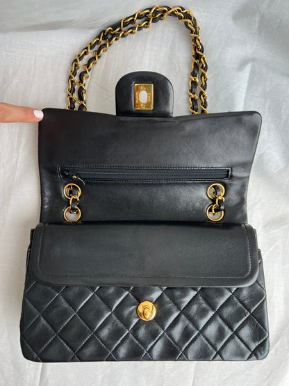 Classic Small Double Flap Black Lambskin