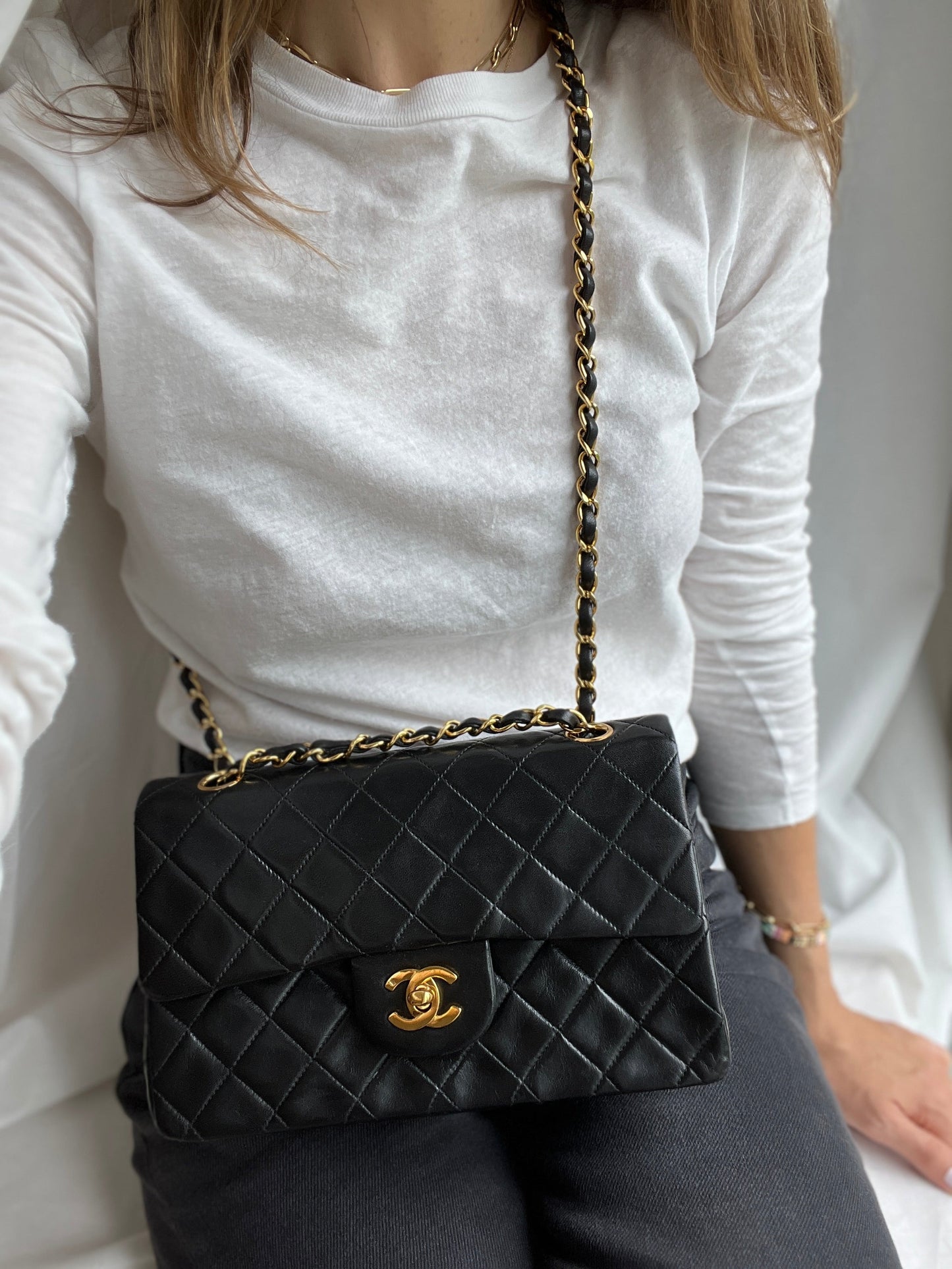 Classic Small Double Flap Black Lambskin