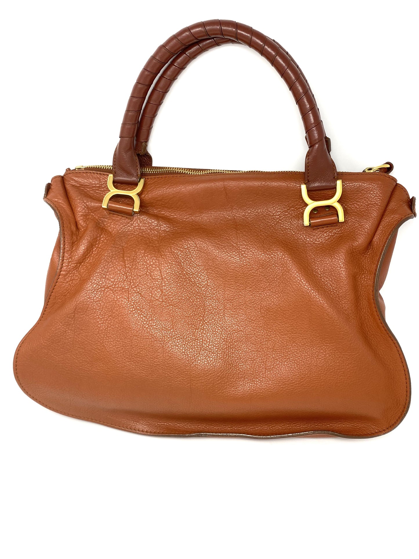 CHLOÉ MARCIE LARGE LEATHER HANDBAG IN CAMEL