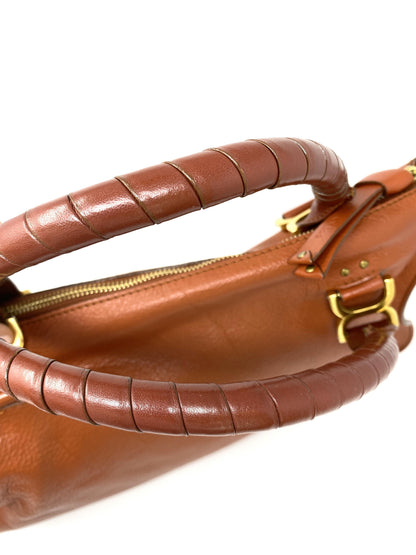 CHLOÉ MARCIE LARGE LEATHER HANDBAG IN CAMEL