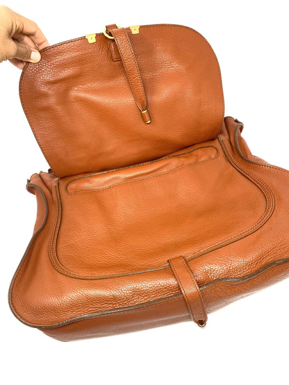 CHLOÉ MARCIE LARGE LEATHER HANDBAG IN CAMEL
