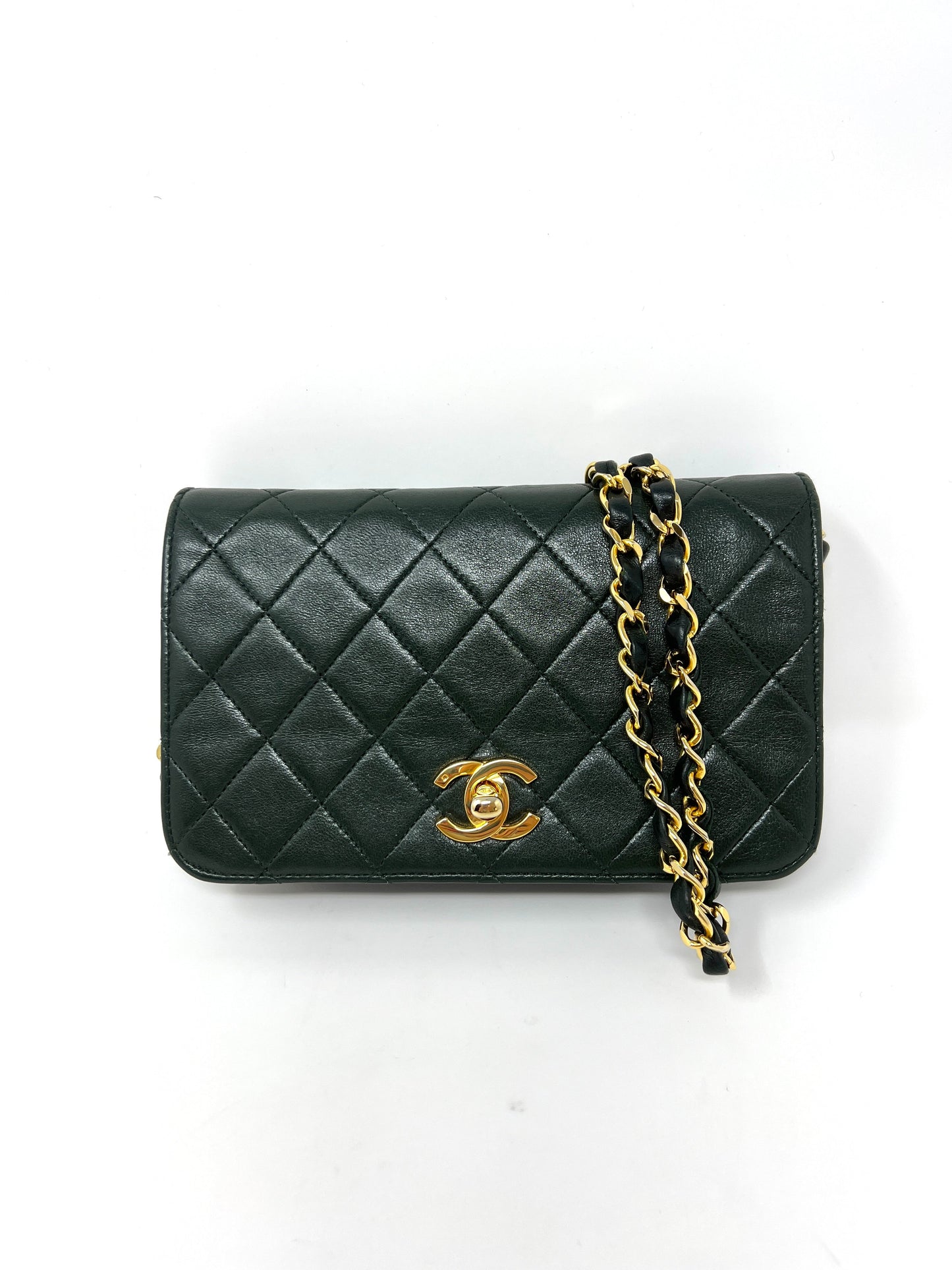 Rare Vintage 90's CHANEL Forest Green Flap Bag or Clutch