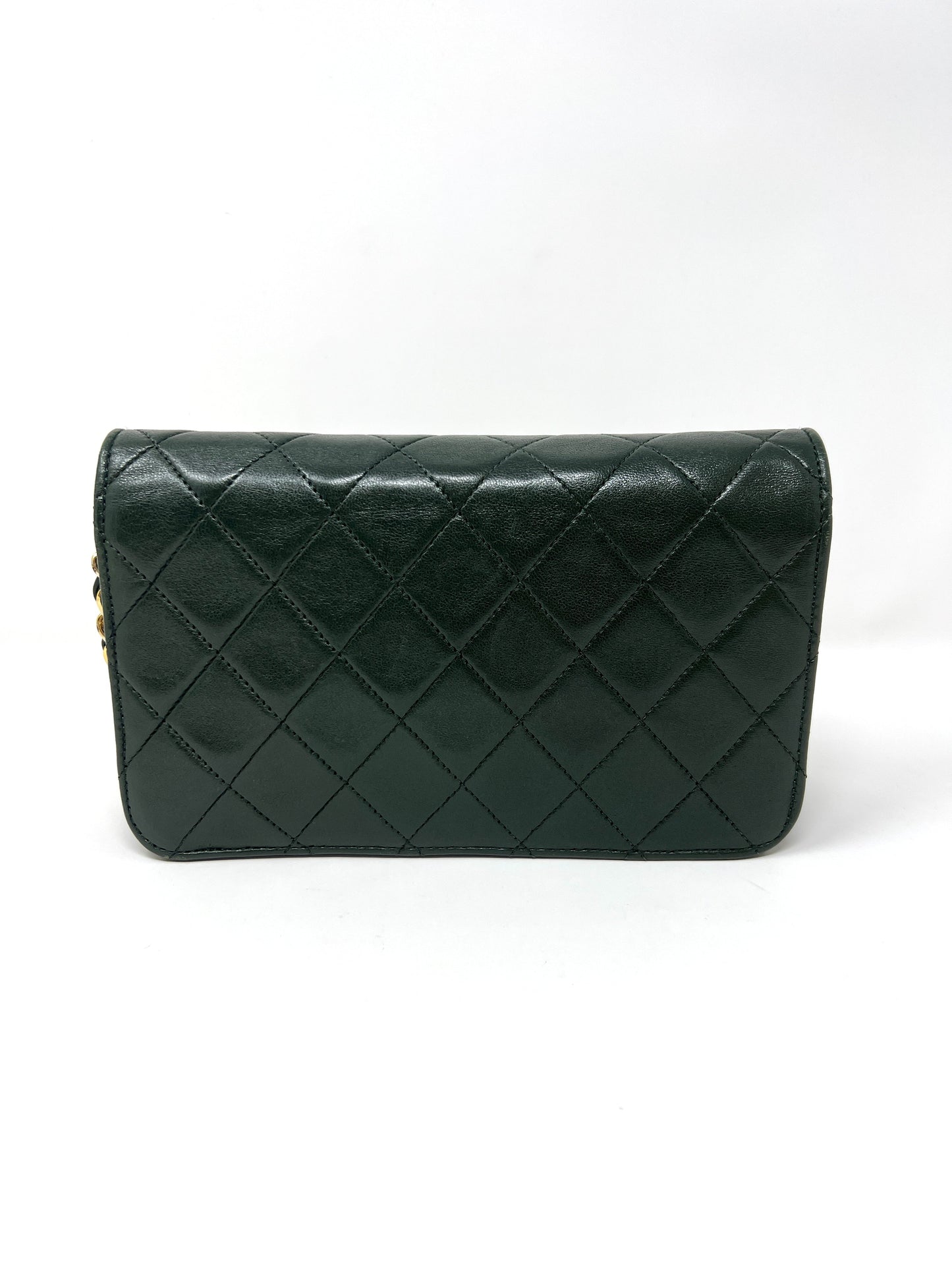 Rare Vintage 90's CHANEL Forest Green Flap Bag or Clutch