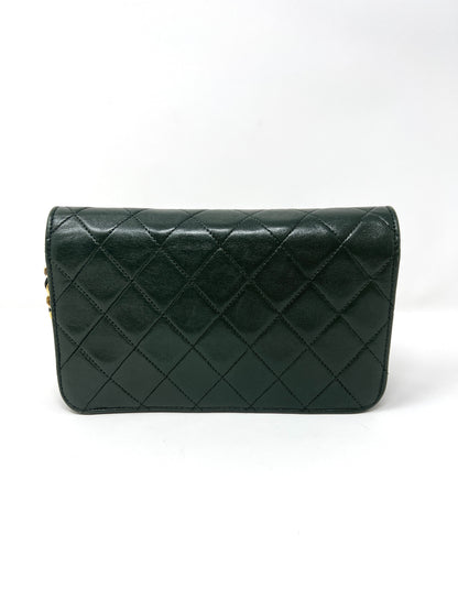 Rare Vintage 90's CHANEL Forest Green Flap Bag or Clutch