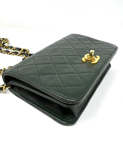 Rare Vintage 90's CHANEL Forest Green Flap Bag or Clutch