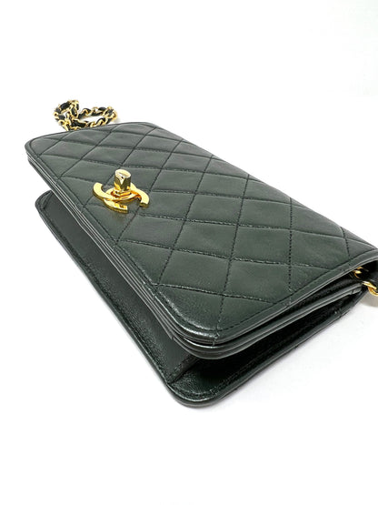 Rare Vintage 90's CHANEL Forest Green Flap Bag or Clutch