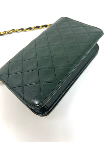 Rare Vintage 90's CHANEL Forest Green Flap Bag or Clutch