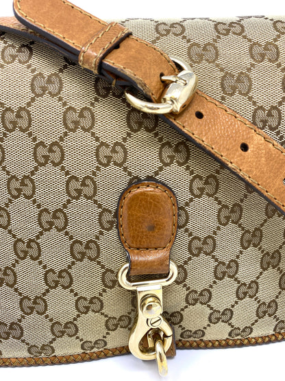 GUCCI MARRAKECH MESSENGER GG CANVAS MEDIUM IN BEIGE/BROWN