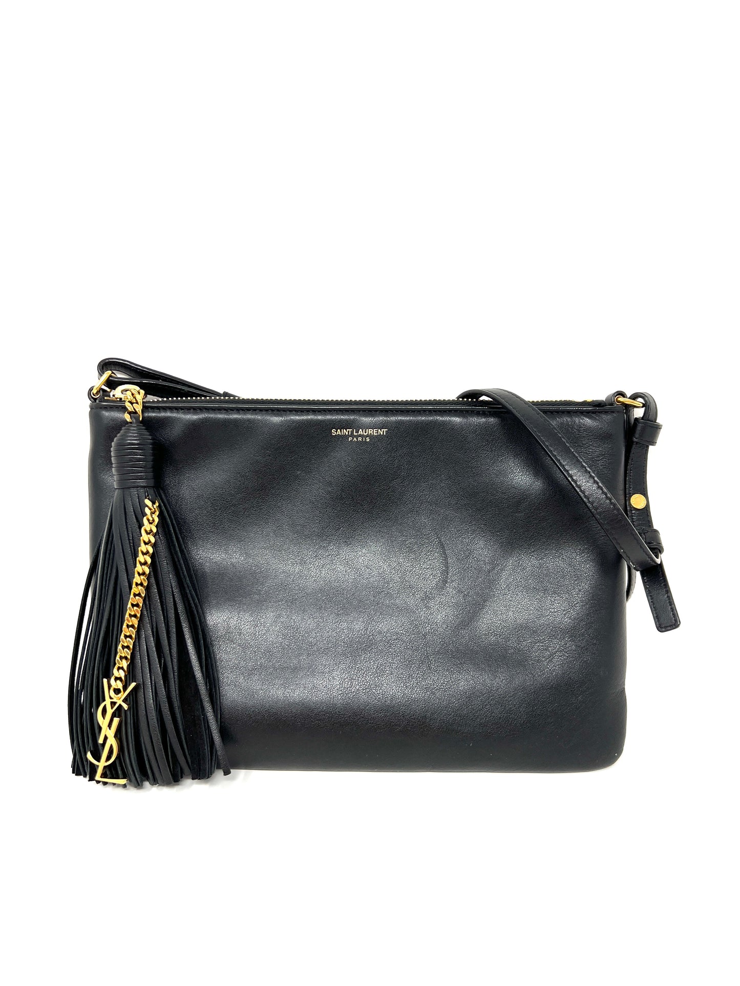 Black Cross-body Bag with Leather Tassel