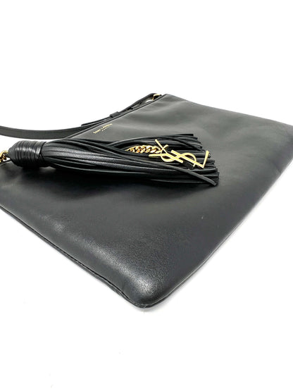 Black Cross-body Bag with Leather Tassel