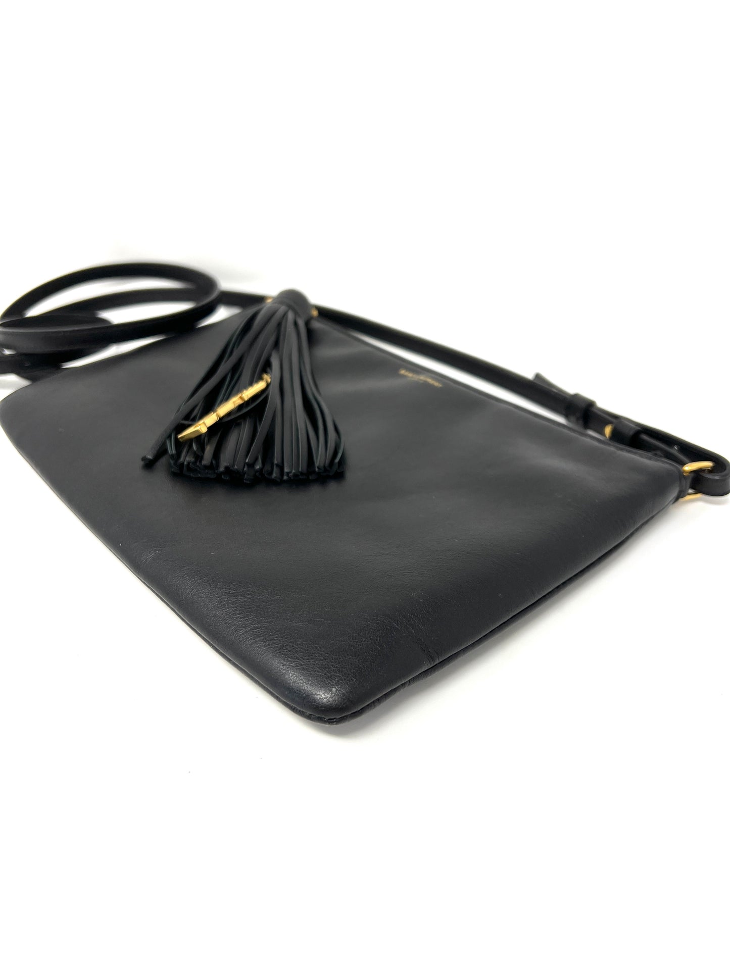Black Cross-body Bag with Leather Tassel