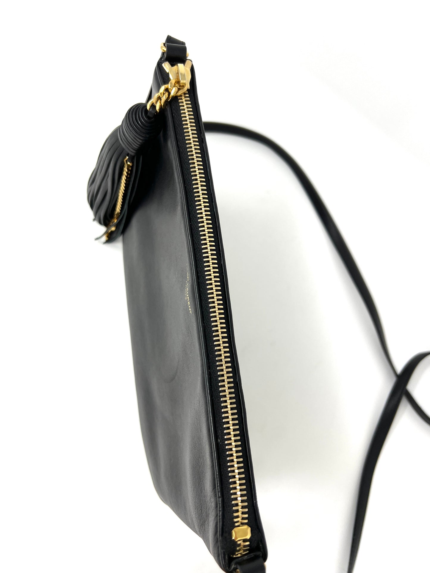 Black Cross-body Bag with Leather Tassel