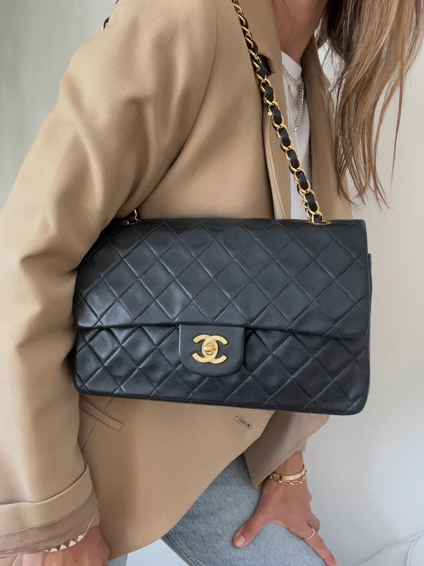 Vintage Double Flap Medium Black Lambskin 1997-1999