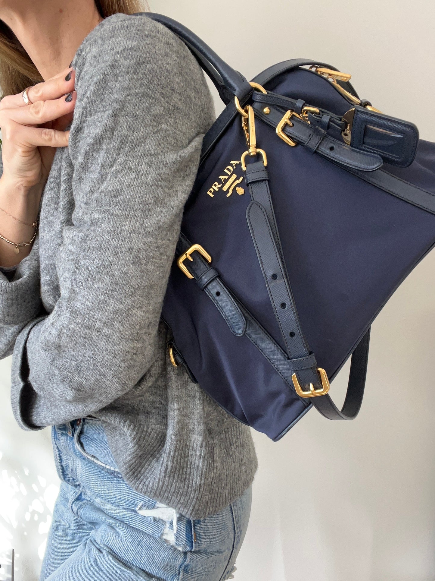 Tessuto Nylon Bag Baltico Blue
