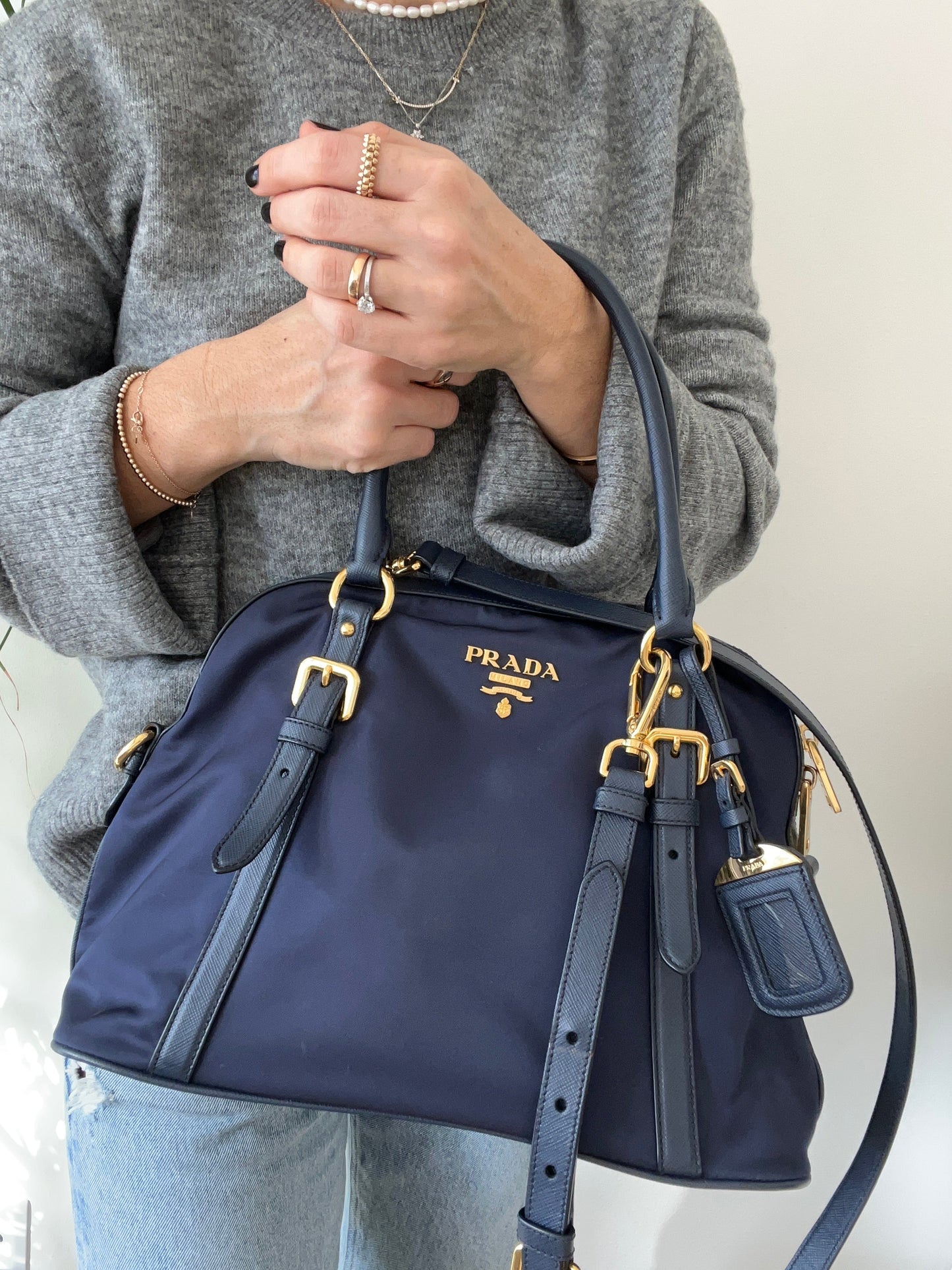 Tessuto Nylon Bag Baltico Blue
