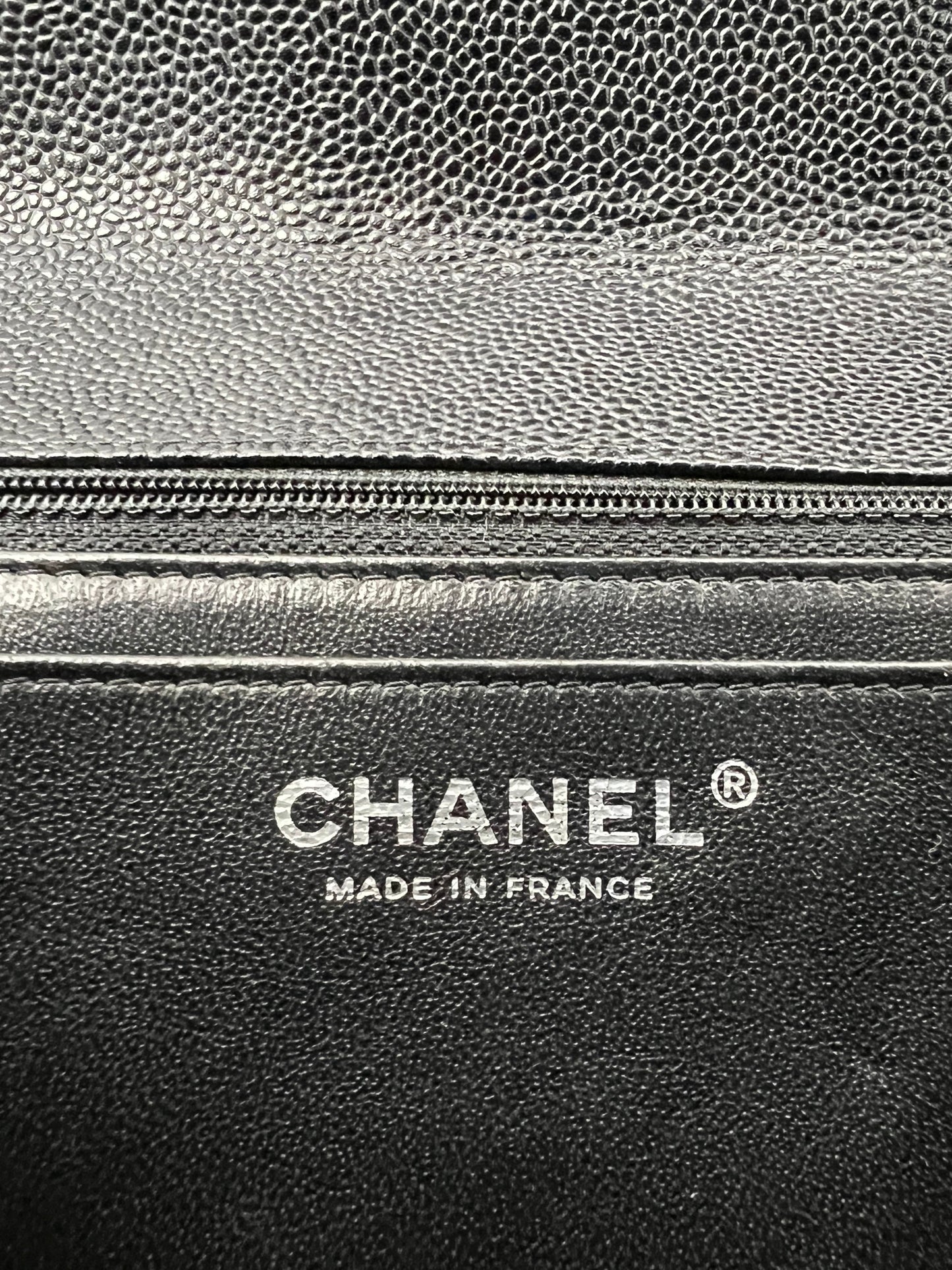 Jumbo Single Flap Caviar Leather and Silver Hardware
