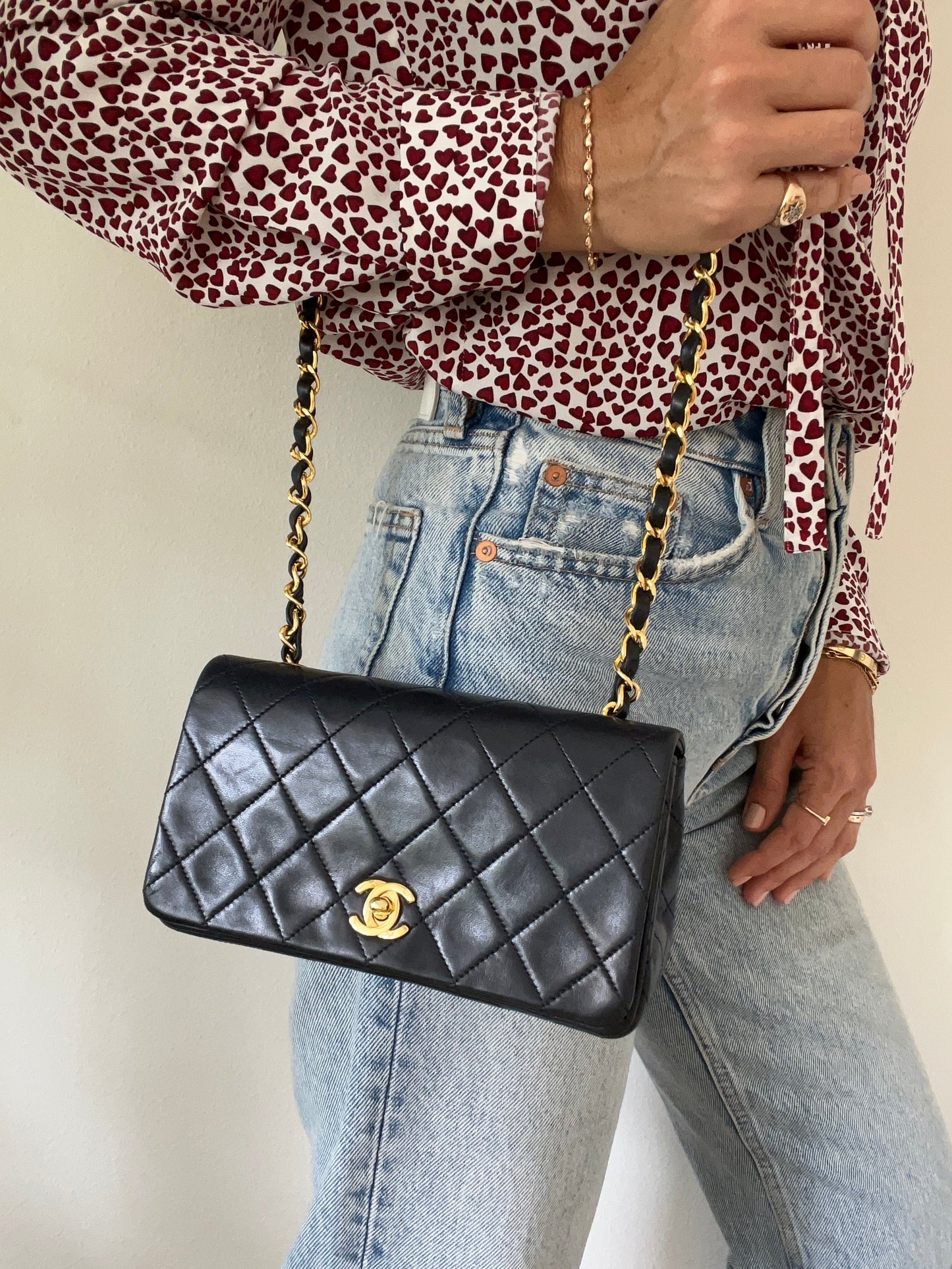 Vintage Navy Lambskin Full Flap