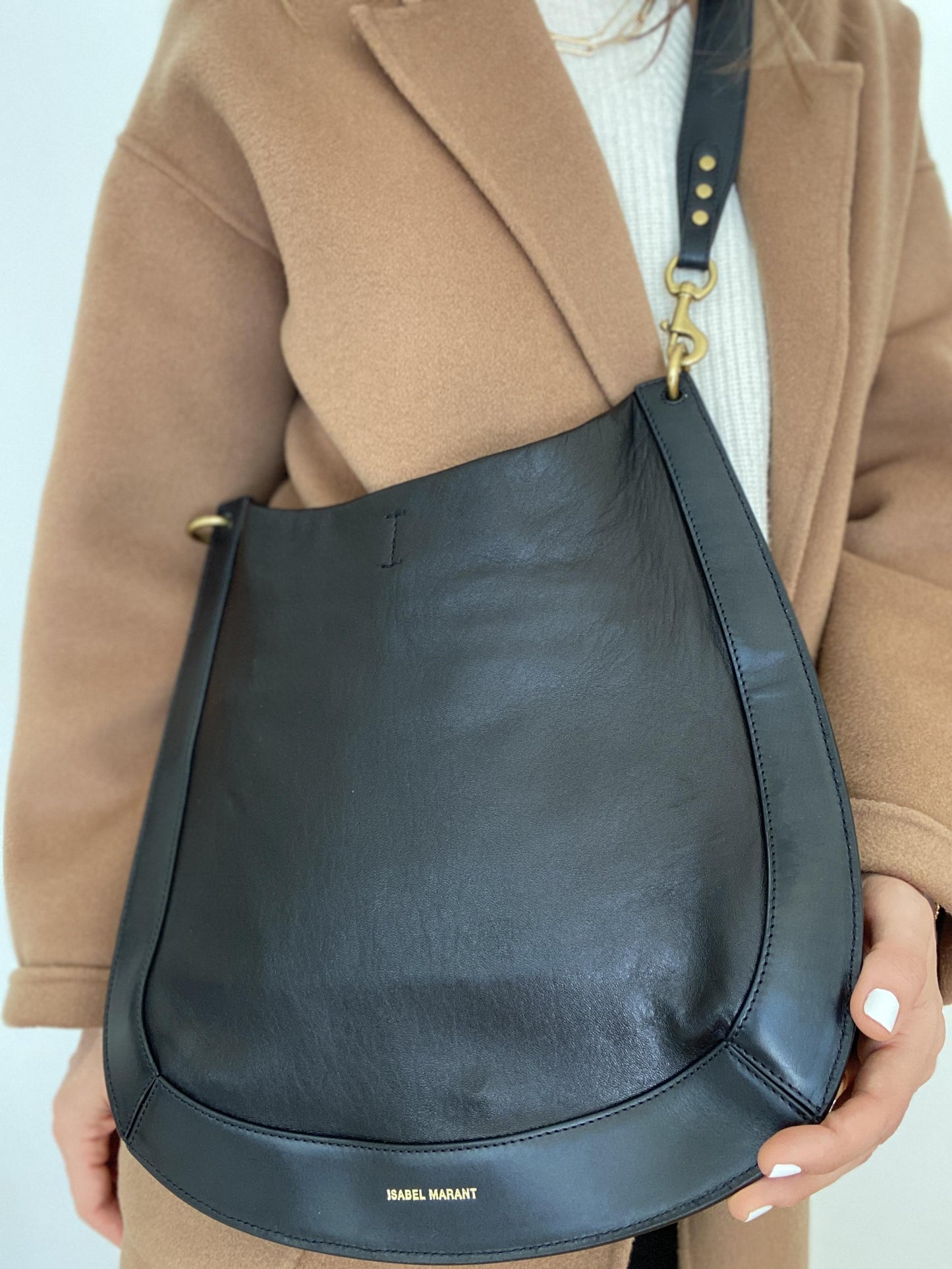 ISABEL MARANT Black Moksan Leather Shoulder Bag