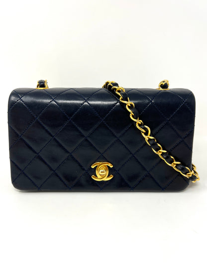 Vintage Navy Lambskin Full Flap