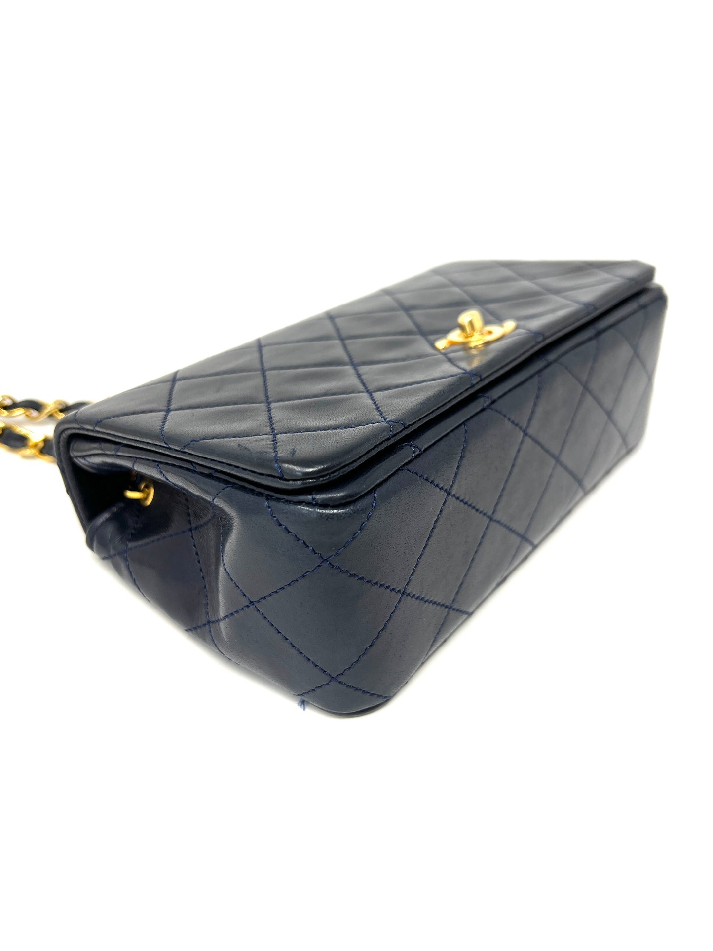 Vintage Navy Lambskin Full Flap
