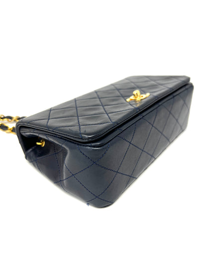 Vintage Navy Lambskin Full Flap