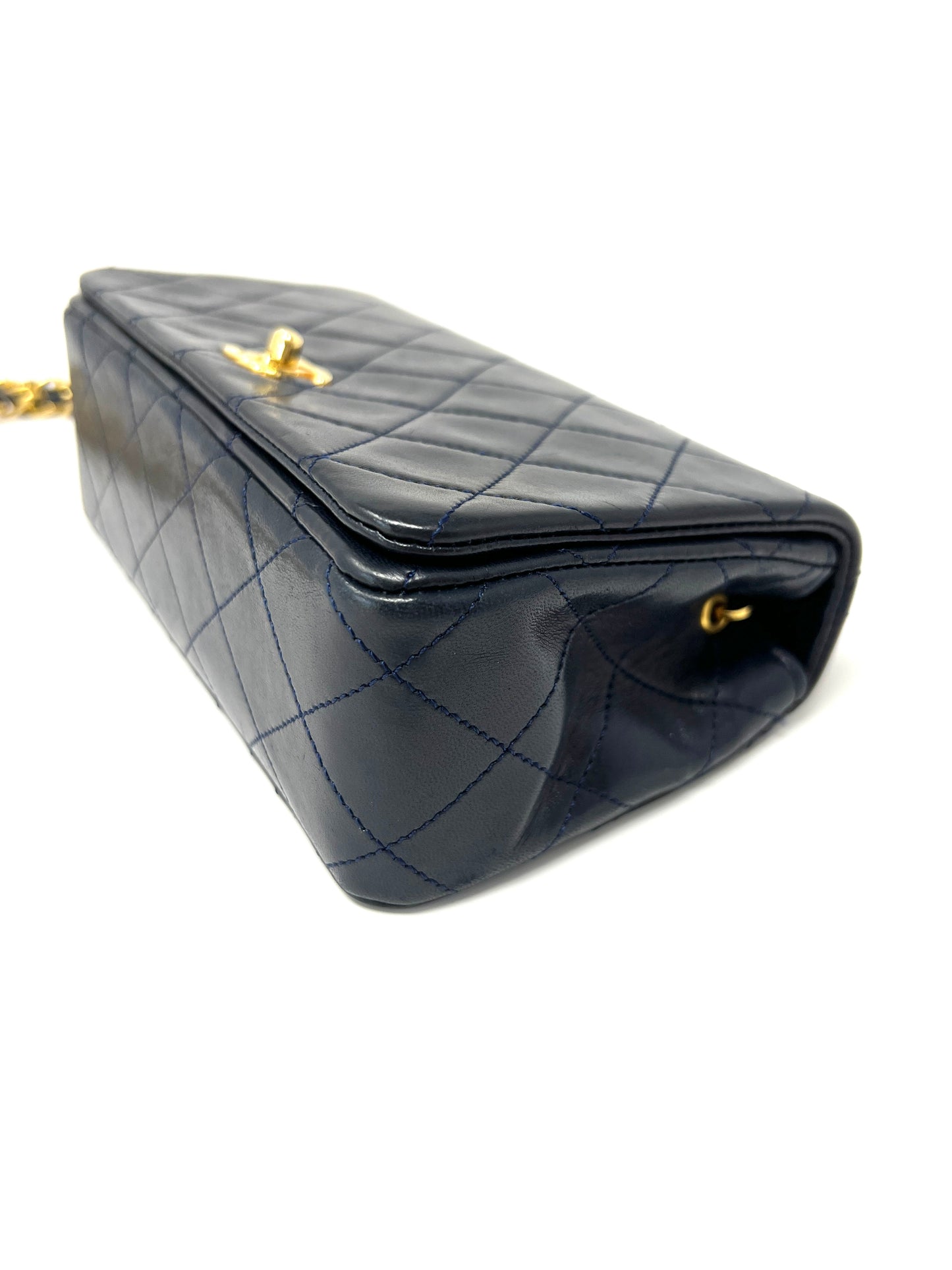 Vintage Navy Lambskin Full Flap
