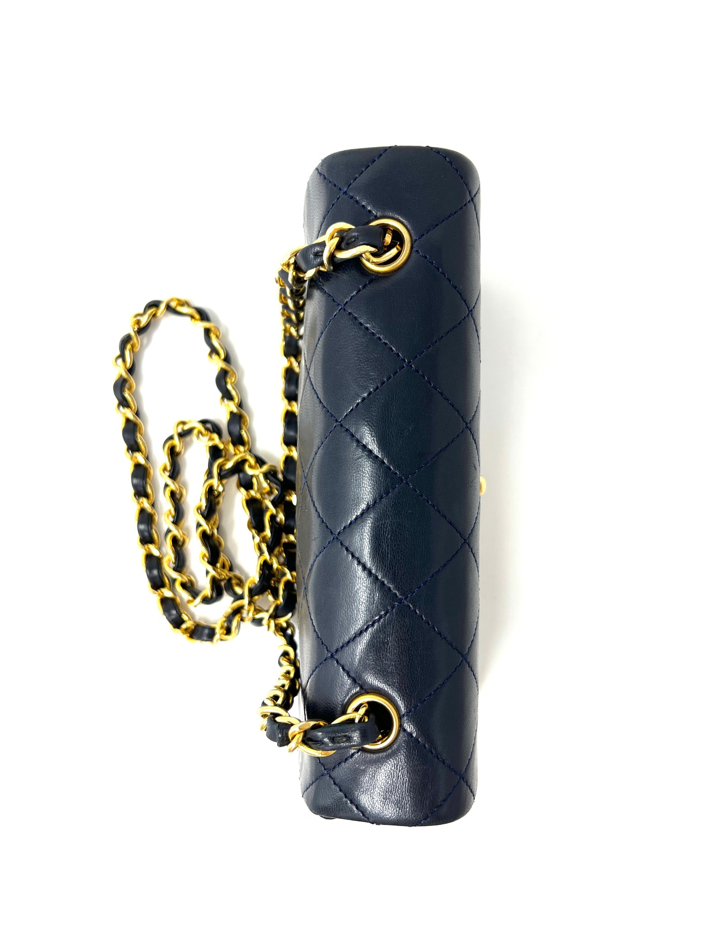 Vintage Navy Lambskin Full Flap