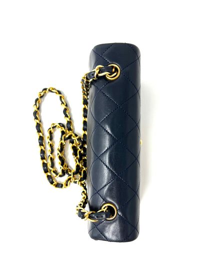 Vintage Navy Lambskin Full Flap