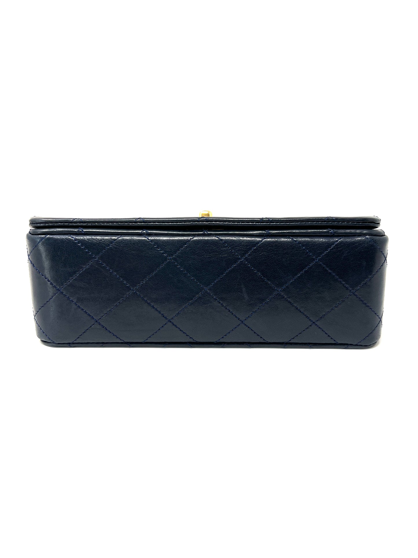 Vintage Navy Lambskin Full Flap