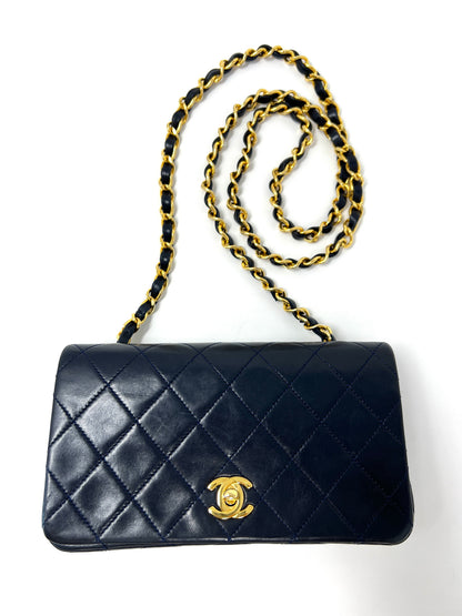 Vintage Navy Lambskin Full Flap