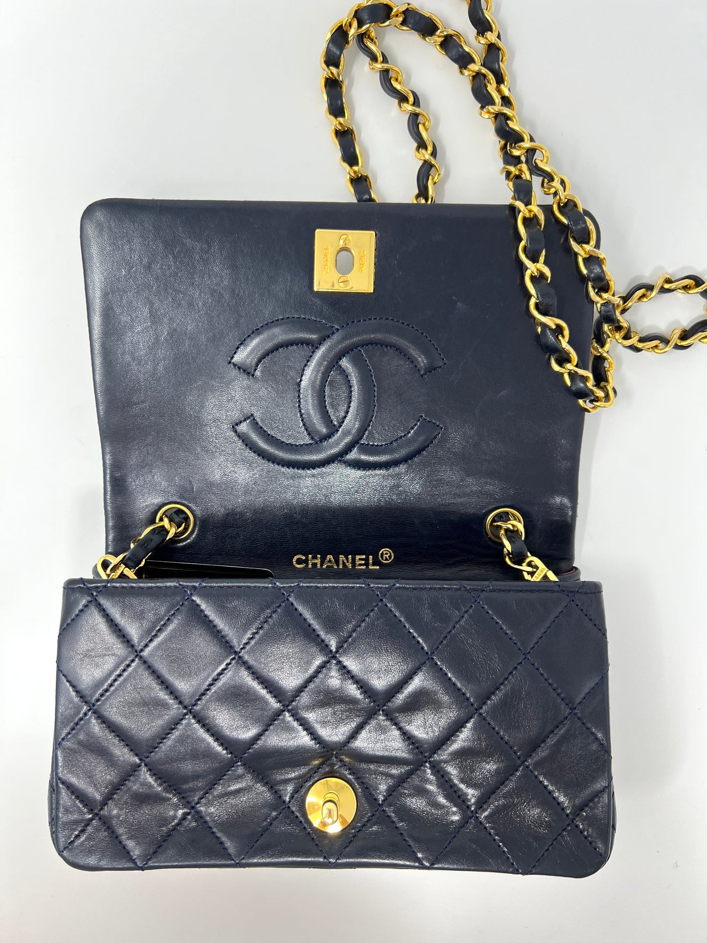 Vintage Navy Lambskin Full Flap