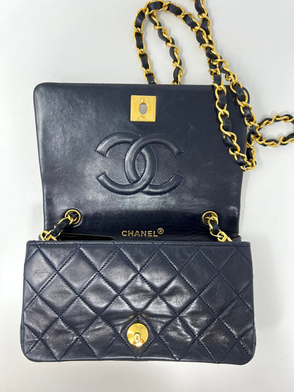 Vintage Navy Lambskin Full Flap