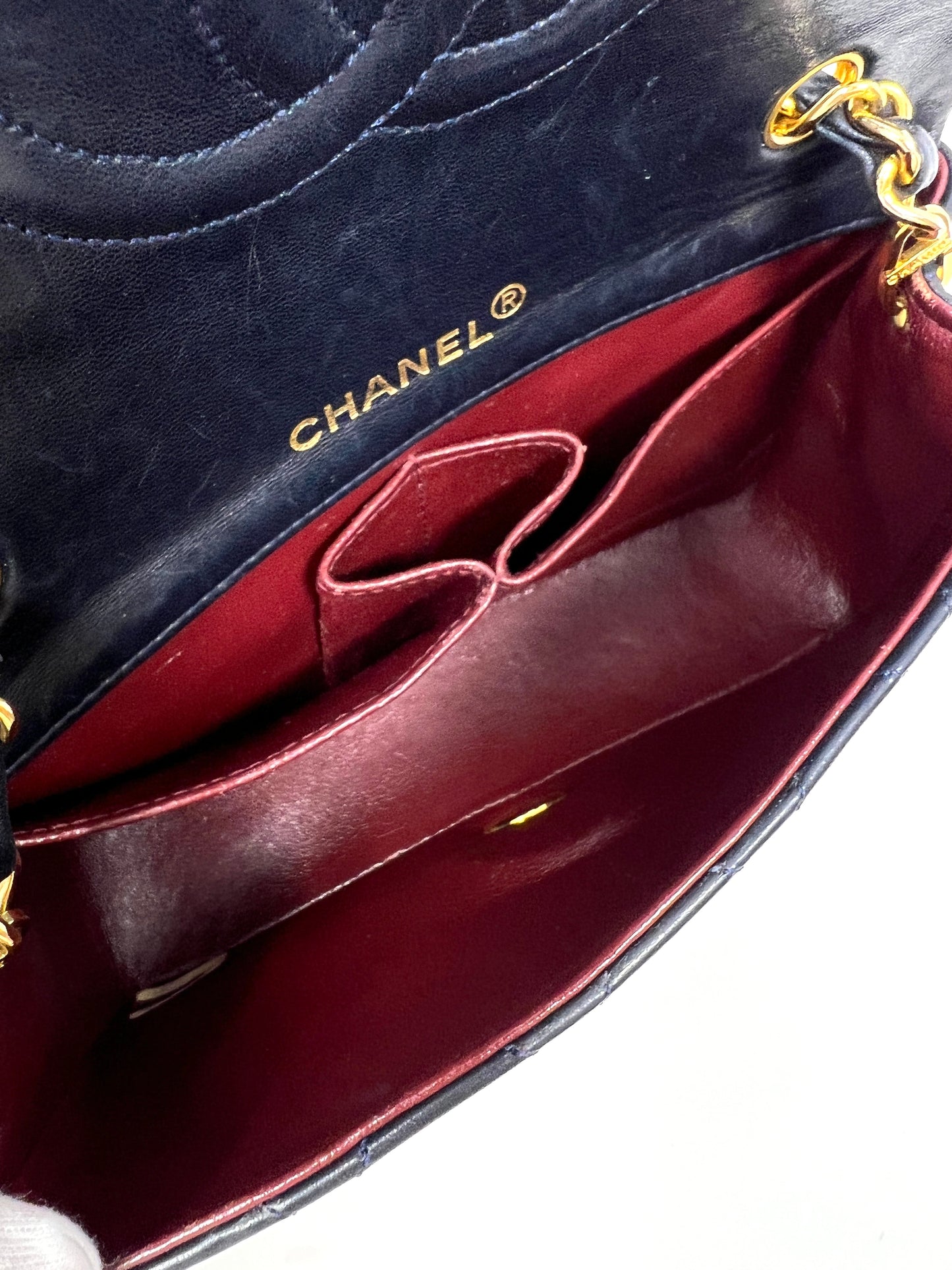 Vintage Navy Lambskin Full Flap