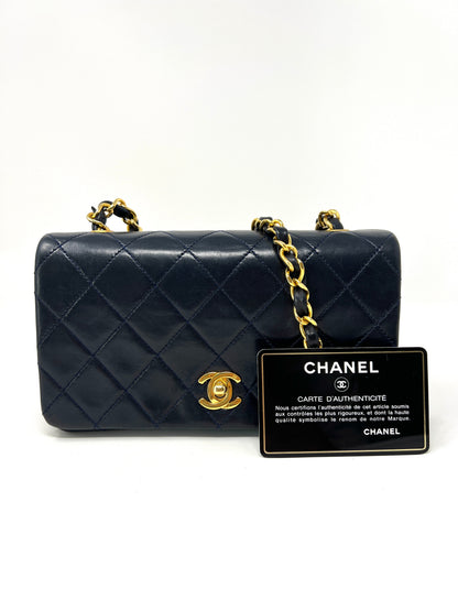 Vintage Navy Lambskin Full Flap