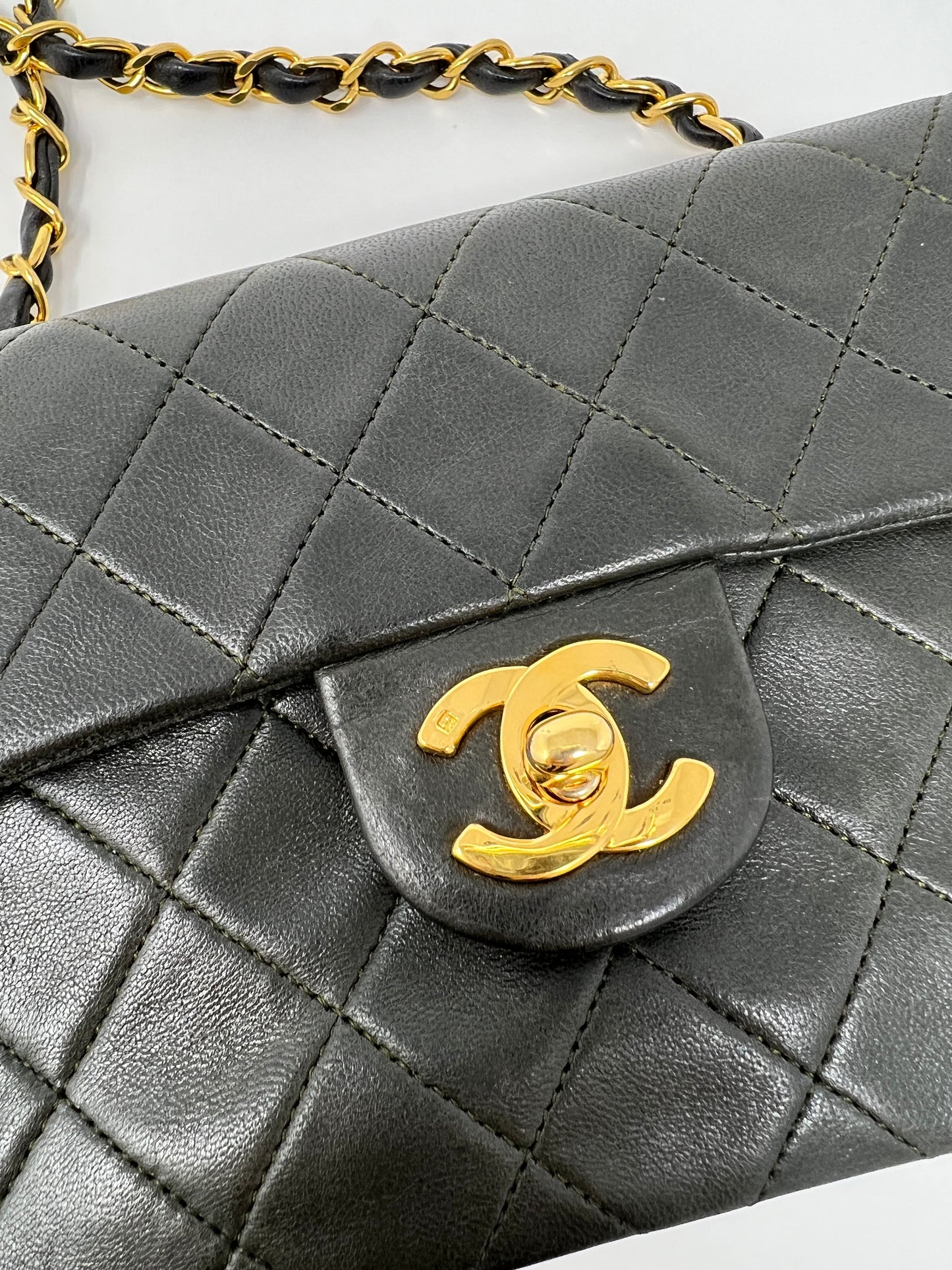 Square Mini Flap Bag in Khaki 1989-1991