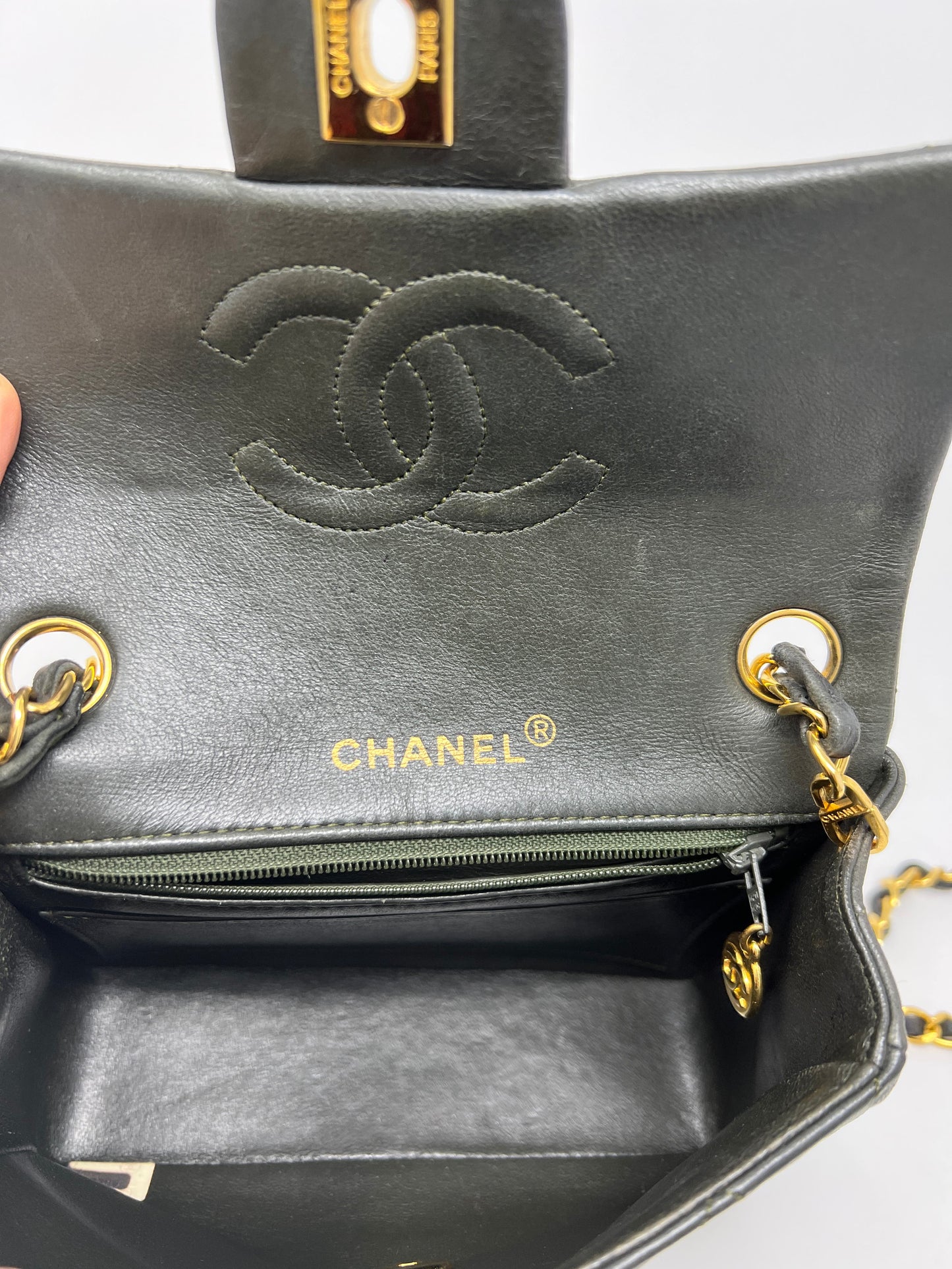 Square Mini Flap Bag in Khaki 1989-1991