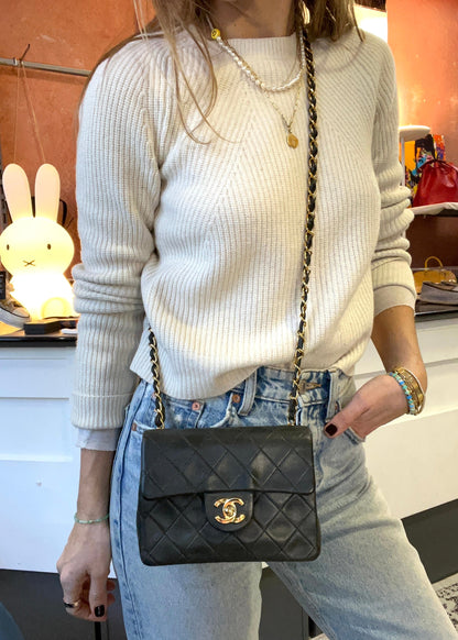 Square Mini Flap Bag in Khaki 1989-1991