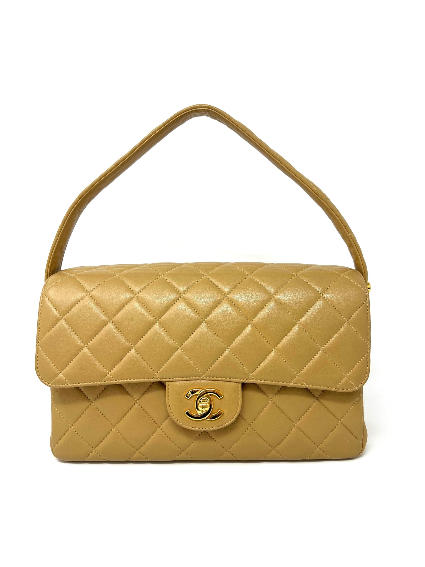 Both Sides Flap Handbag Beige