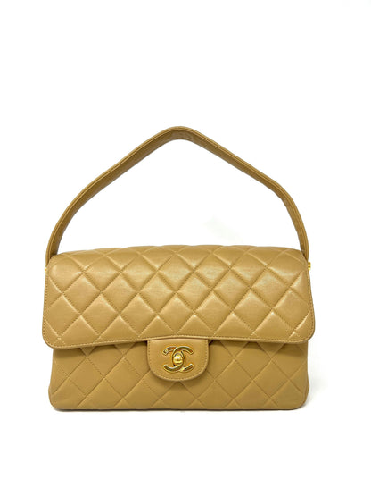 Both Sides Flap Handbag Beige