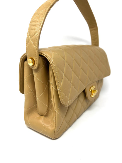 Both Sides Flap Handbag Beige