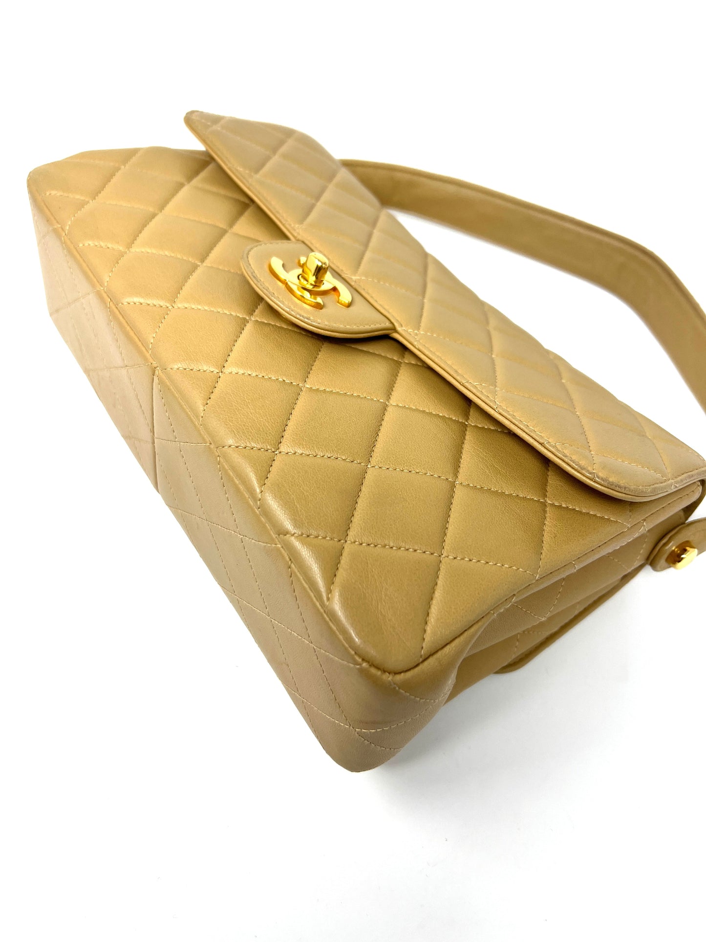 Both Sides Flap Handbag Beige
