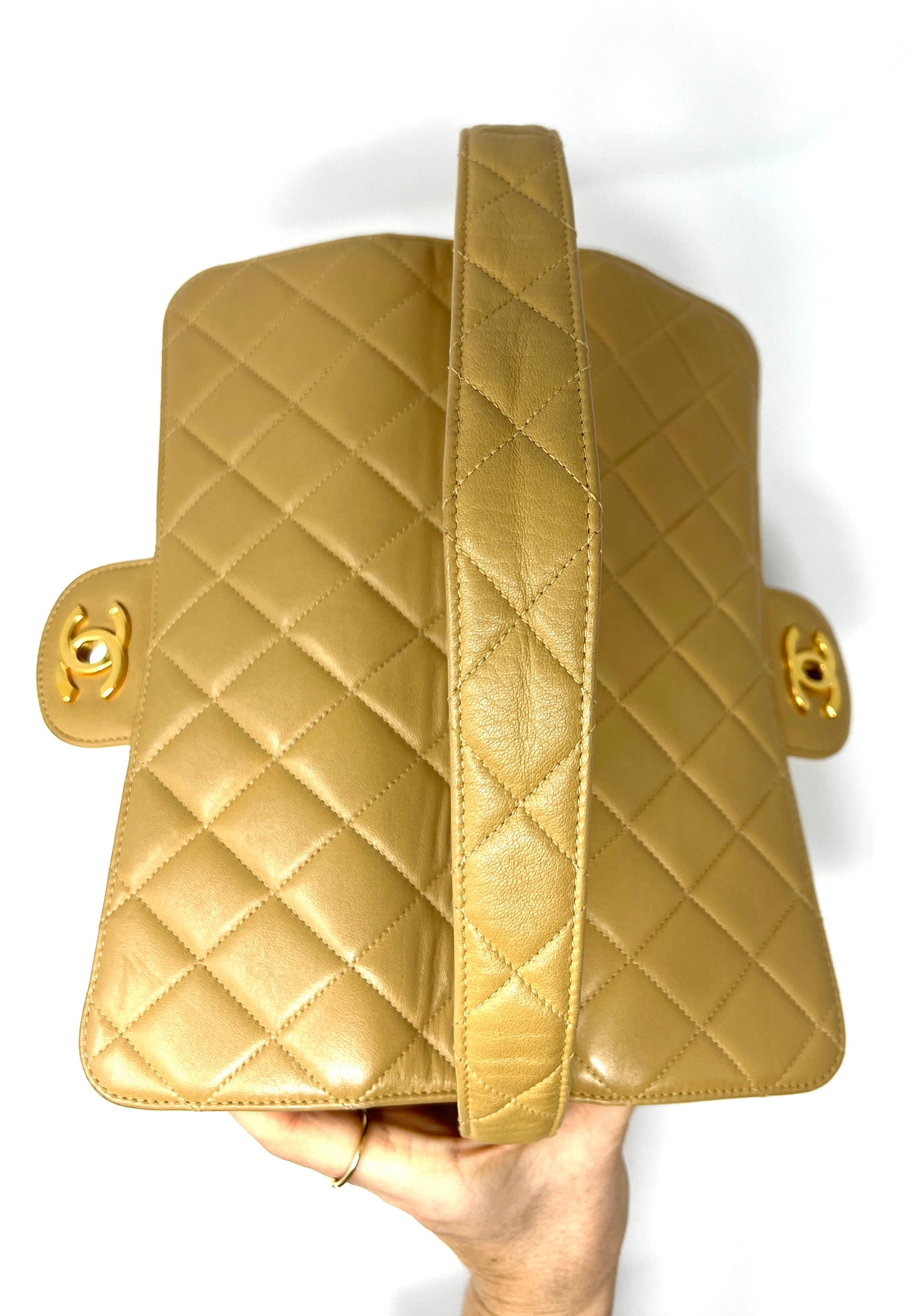 Both Sides Flap Handbag Beige