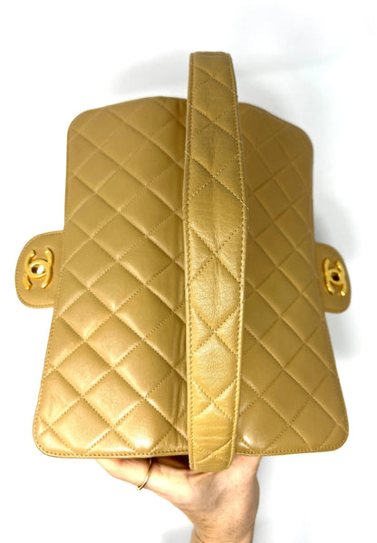 Both Sides Flap Handbag Beige